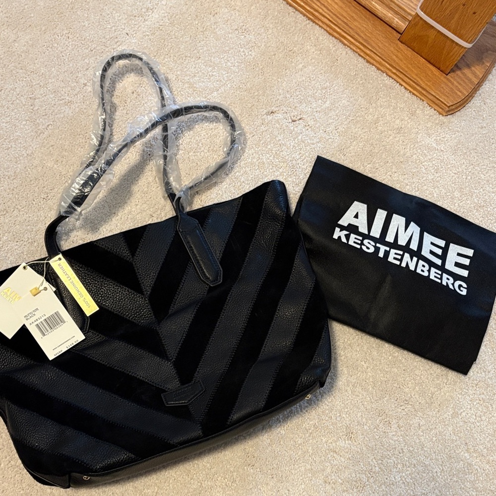 Aimee Kestenberg Black Chevron Leather Felitto Tote